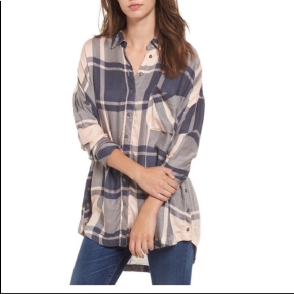 NWT Free People No Limits Plaid Linen Shirt Retail $98 NWT Free People No Limits Plaid Linen Shirt Retail $98